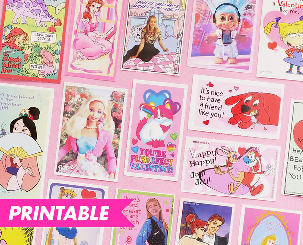 PRINTABLE Vintage 90s valentine card pack