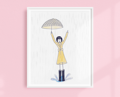 Eloise jumps in a puddle art print