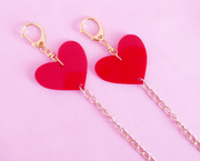 Red hearts face mask chain