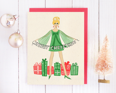 Mod girl Christmas card
