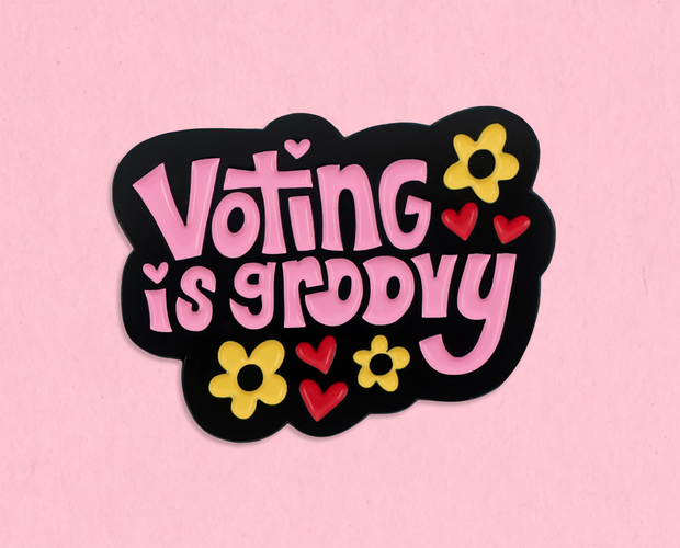 Voting is groovy enamel lapel pin