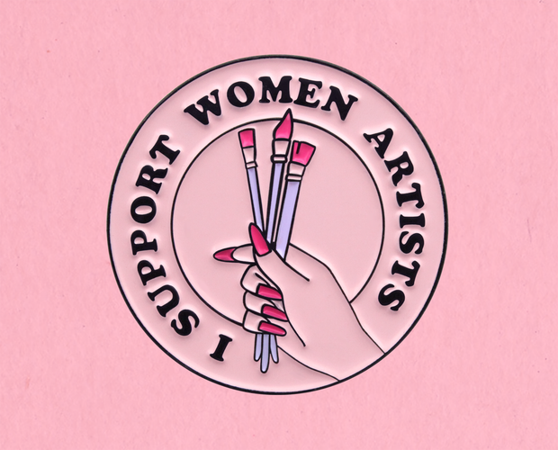 I support women artists enamel lapel pin